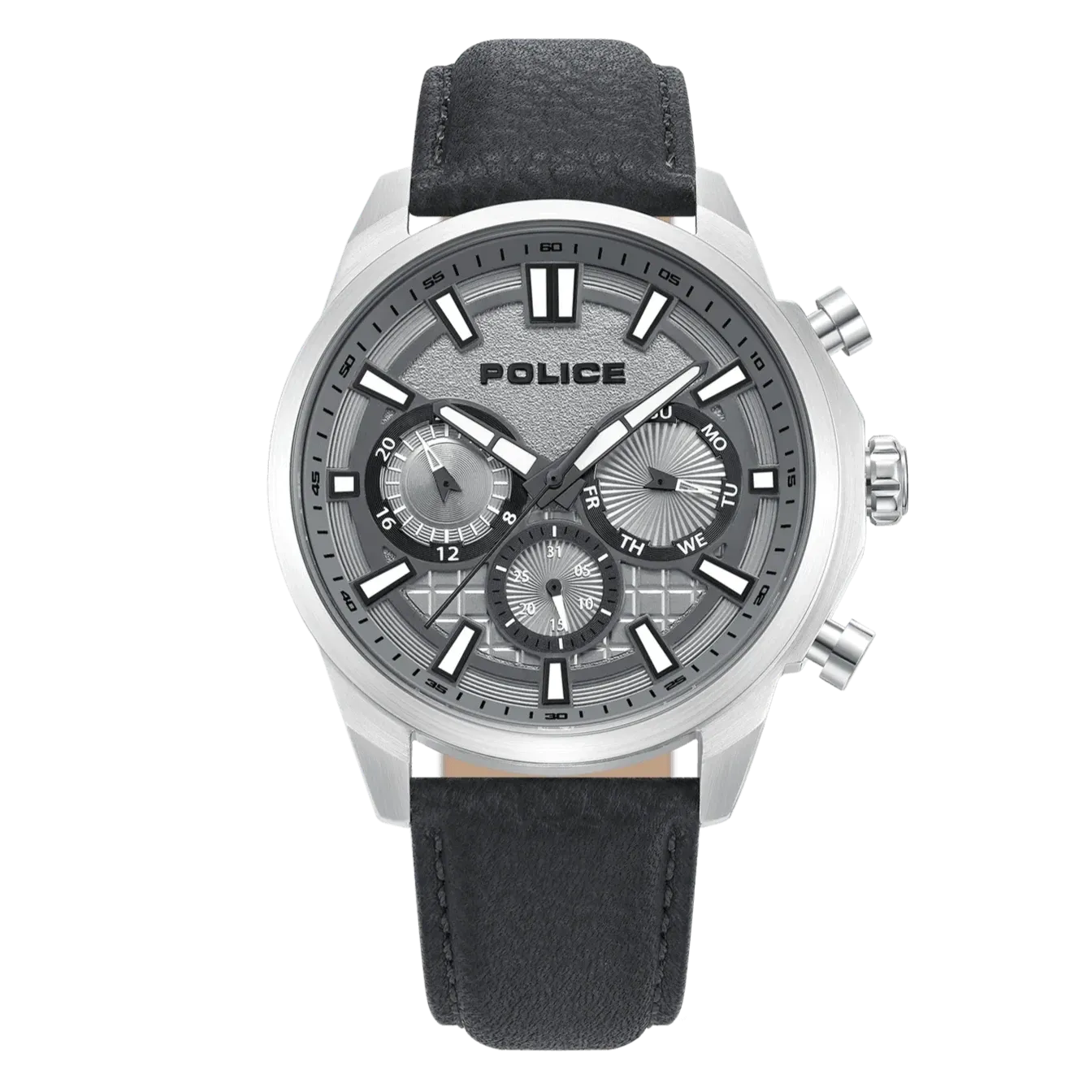 Police Rangy Metaverse Gents Grey Dial Grey Leather Strap Watch