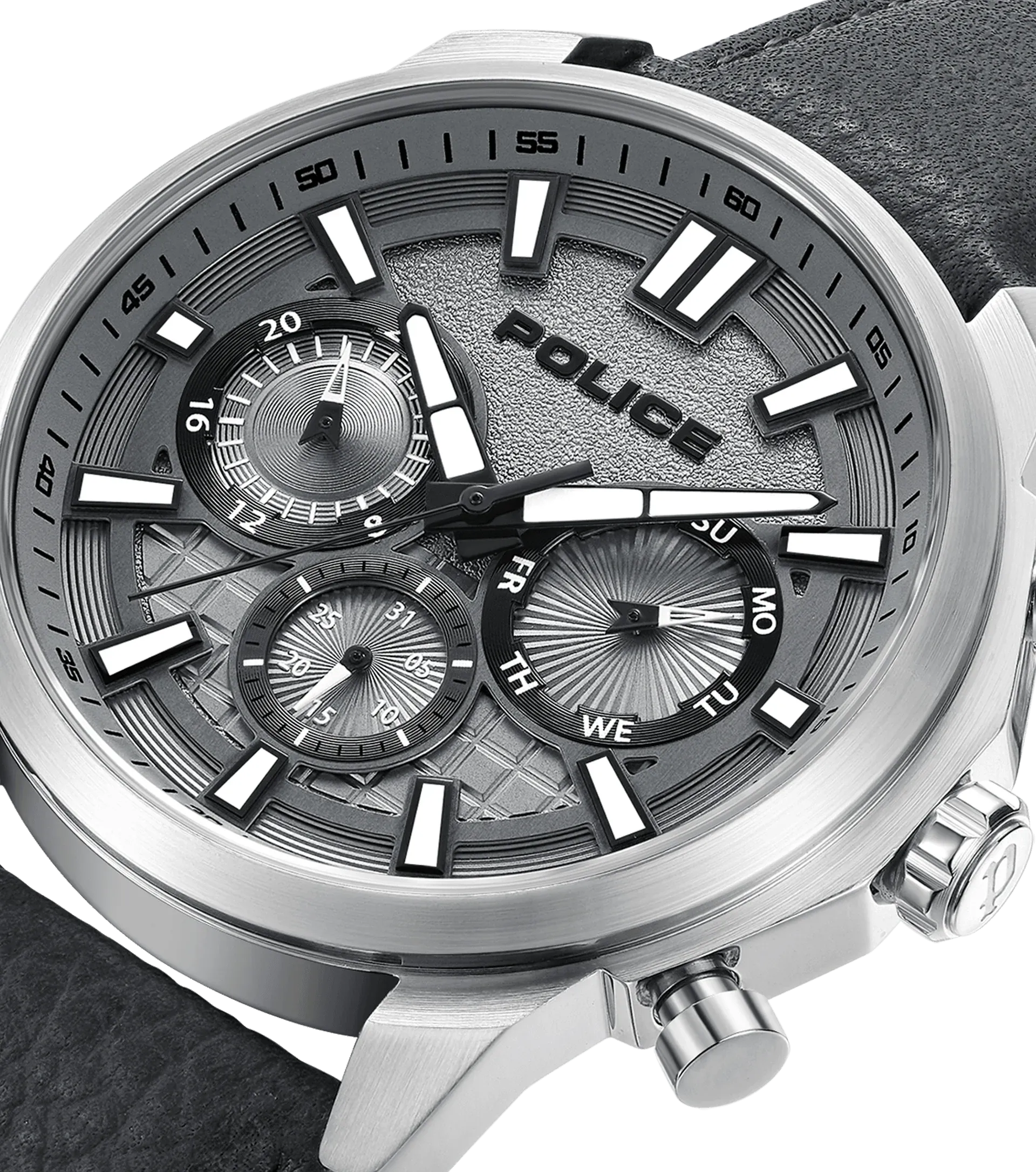 Police Rangy Metaverse Gents Grey Dial Grey Leather Strap Watch