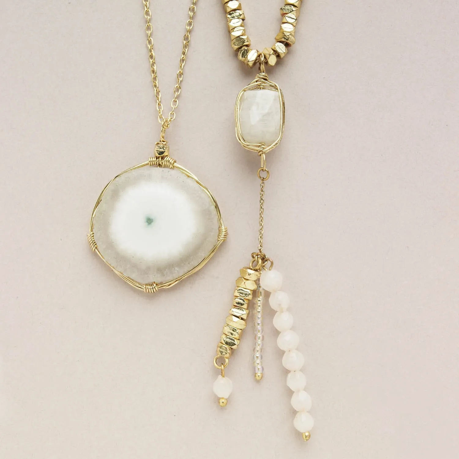 Polished Stone Necklace Set