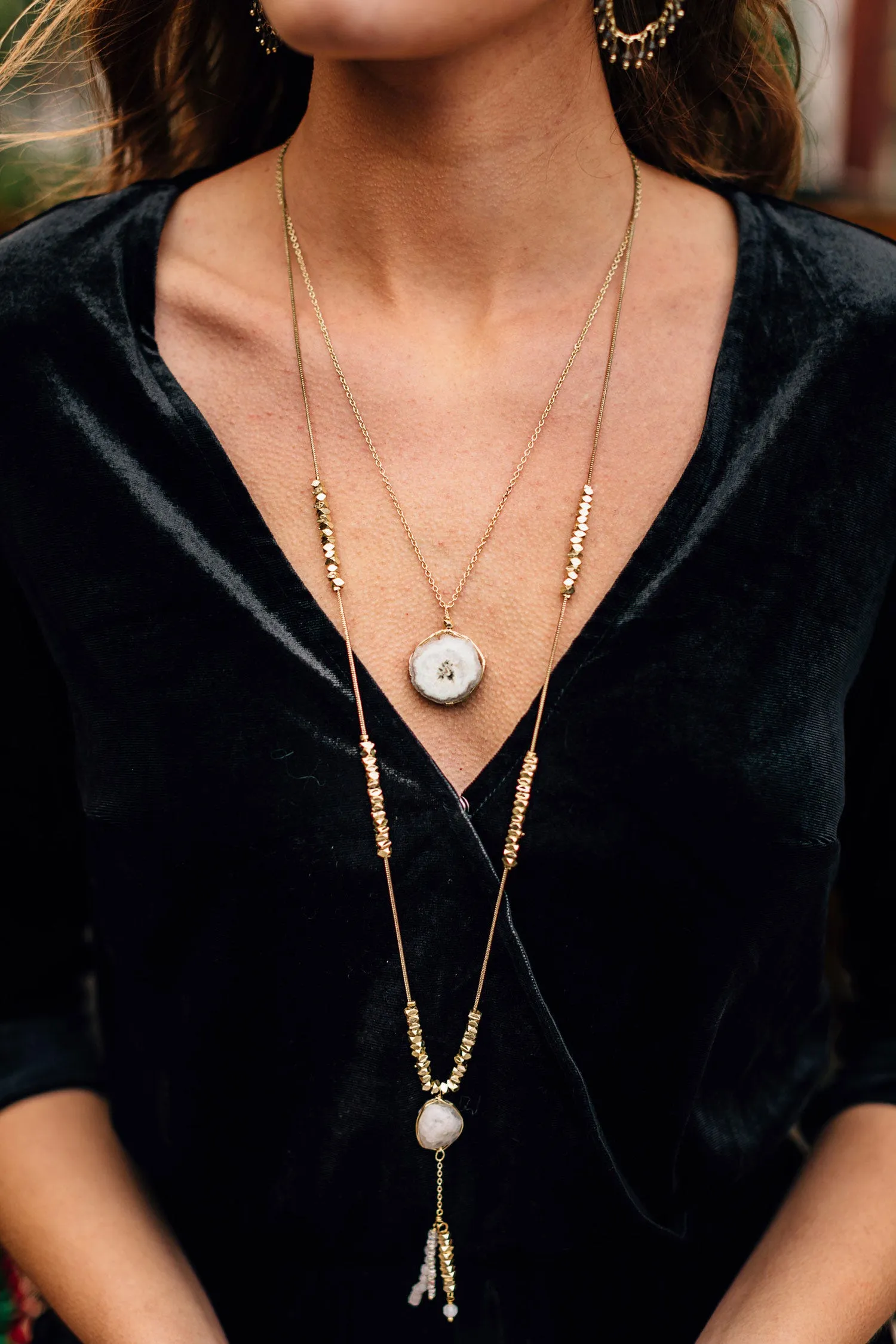 Polished Stone Necklace Set