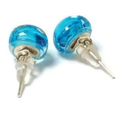 Post Earrings. Recycled glass Earrings. Turquoise Earrings Studs. Fused Glass Jewelry