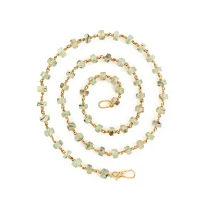 Prehnite Faceted 'Tire' Bead Necklace