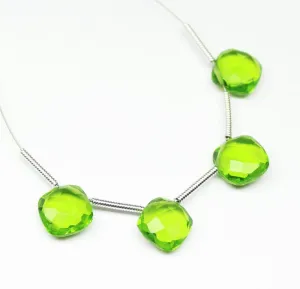 Prehnite Quartz Faceted Cushion Beads 8mm 10pc