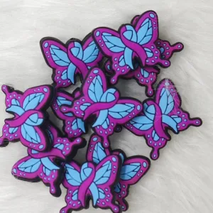 Purple ribbon butterfly Silicone Focal Beads Wholesale