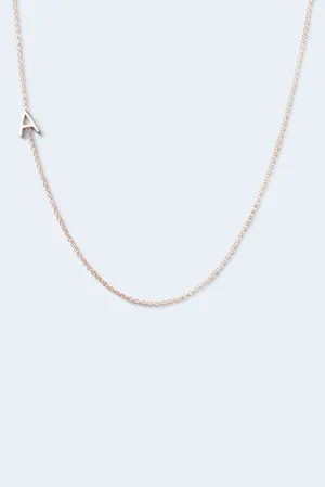 "A" Alphabet Letter Necklace in Rose Gold