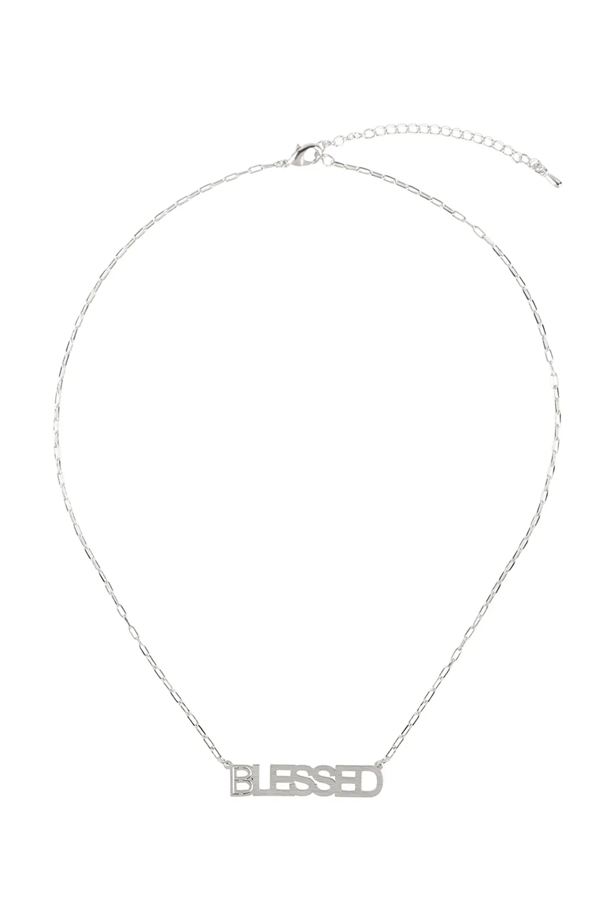 "BLESSED" CUT OUT LETTER BRASS PENDANT NECKLACE