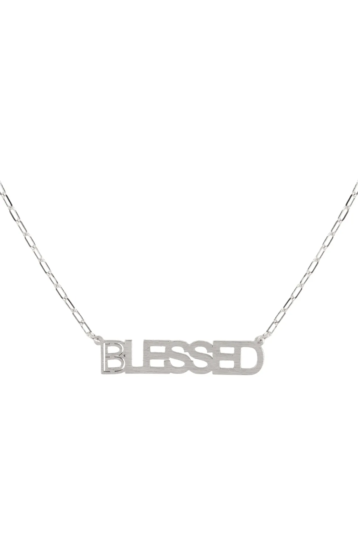 "BLESSED" CUT OUT LETTER BRASS PENDANT NECKLACE