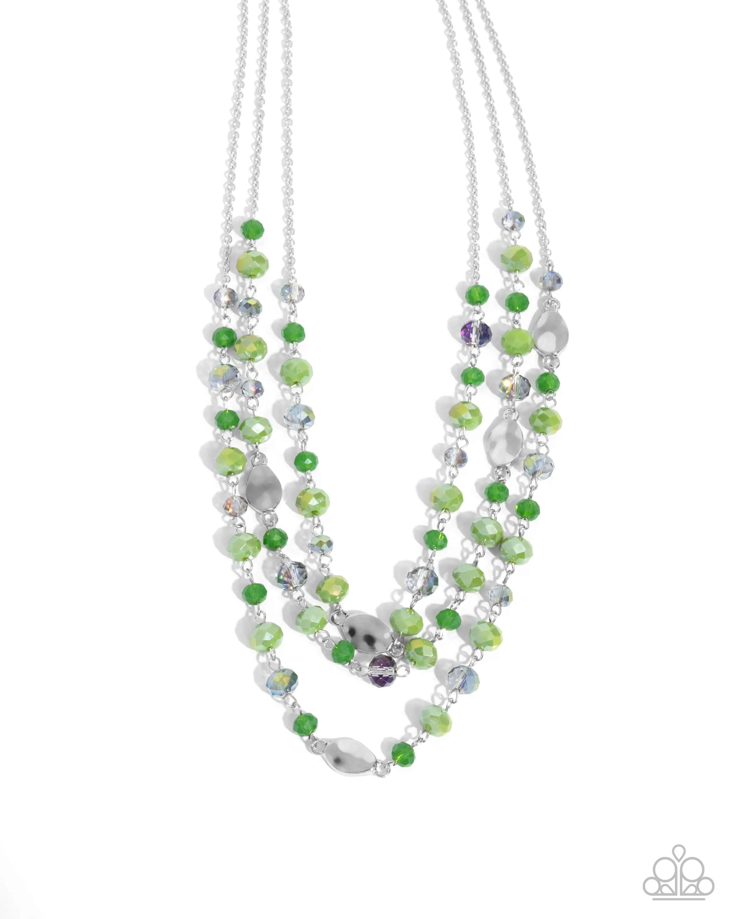 Radiantly Rich - Green - Faceted Bead Tiered Paparazzi Short Necklace