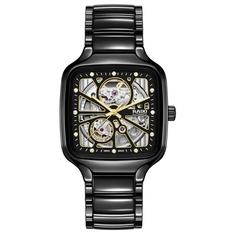 Rado True Square Automatic Open Heart Diamond Black Ceramic