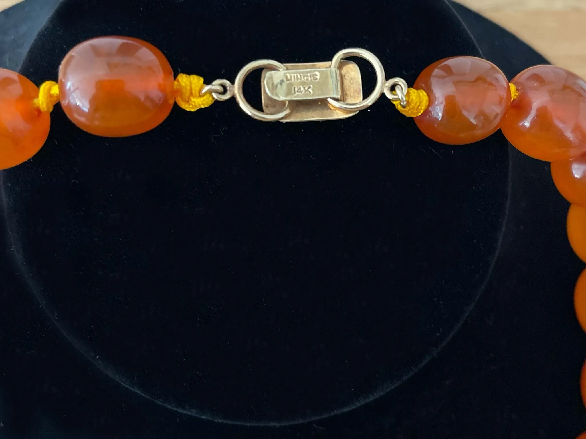 Rare Mings Hawaii Large Amber Bead Strand Necklace 23"