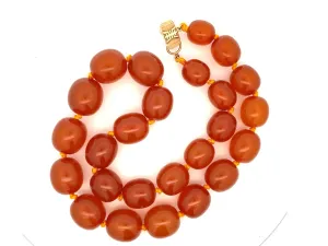 Rare Mings Hawaii Large Amber Bead Strand Necklace 23"