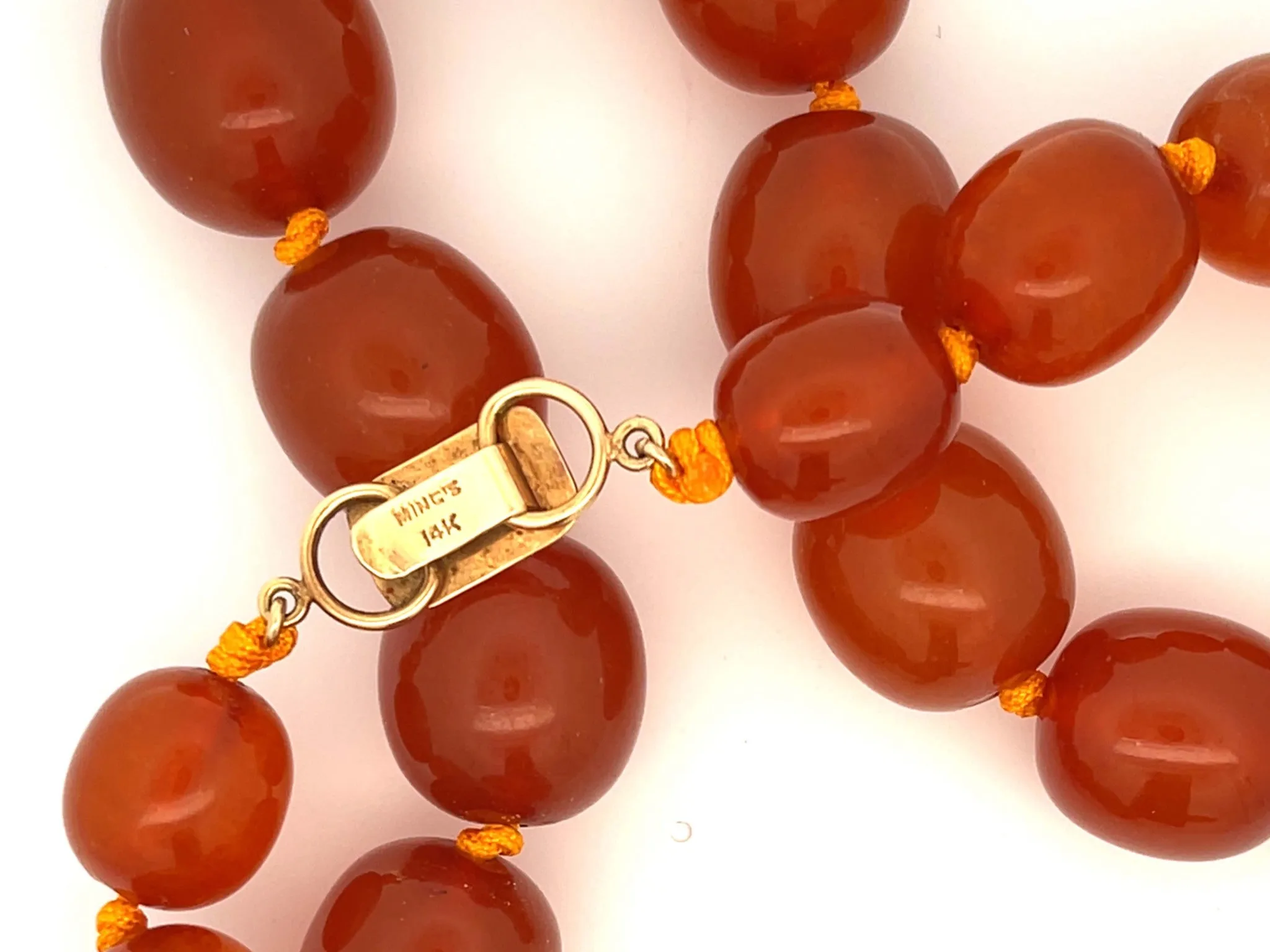 Rare Mings Hawaii Large Amber Bead Strand Necklace 23"