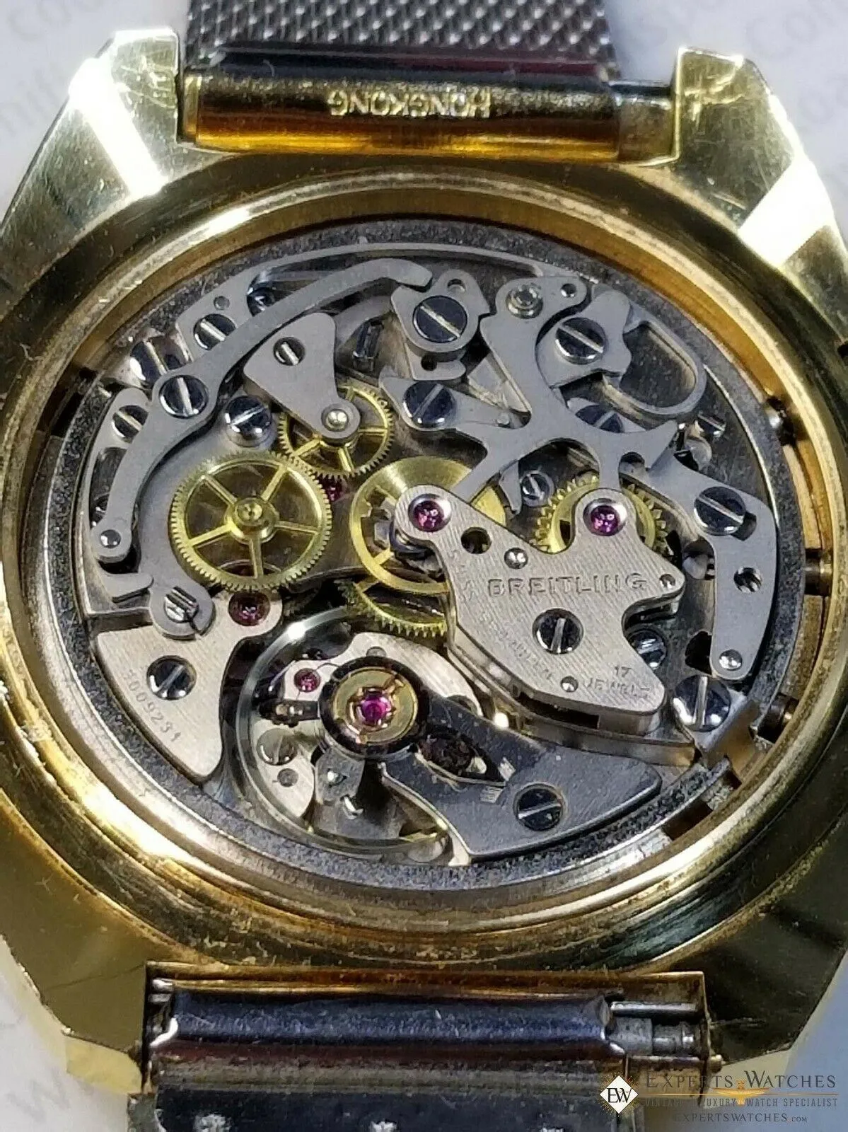 Rare Vintage Breitling 9657 Chronograph 1970's Lemania 1873 Gold Plat Panda Dial
