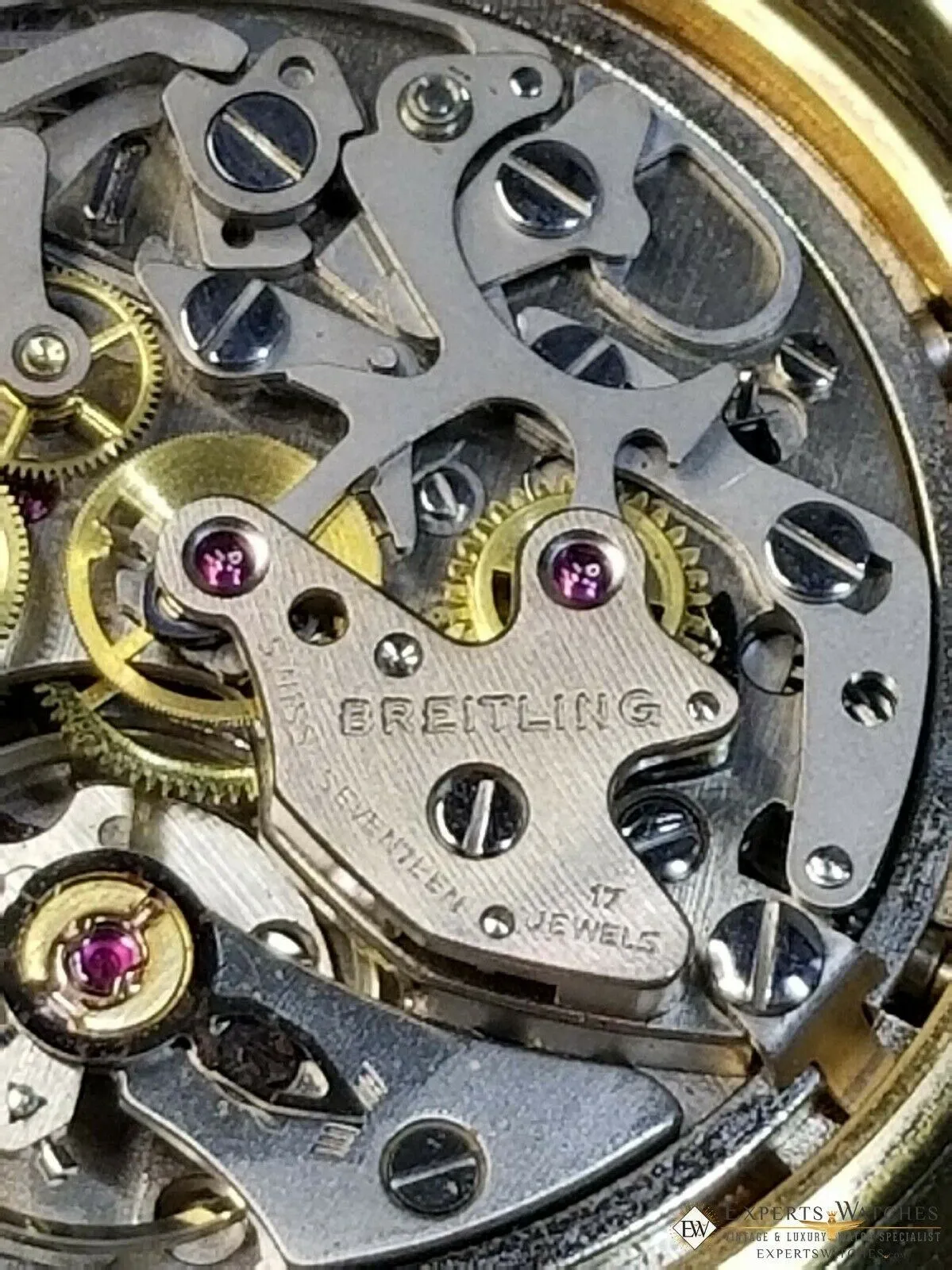 Rare Vintage Breitling 9657 Chronograph 1970's Lemania 1873 Gold Plat Panda Dial