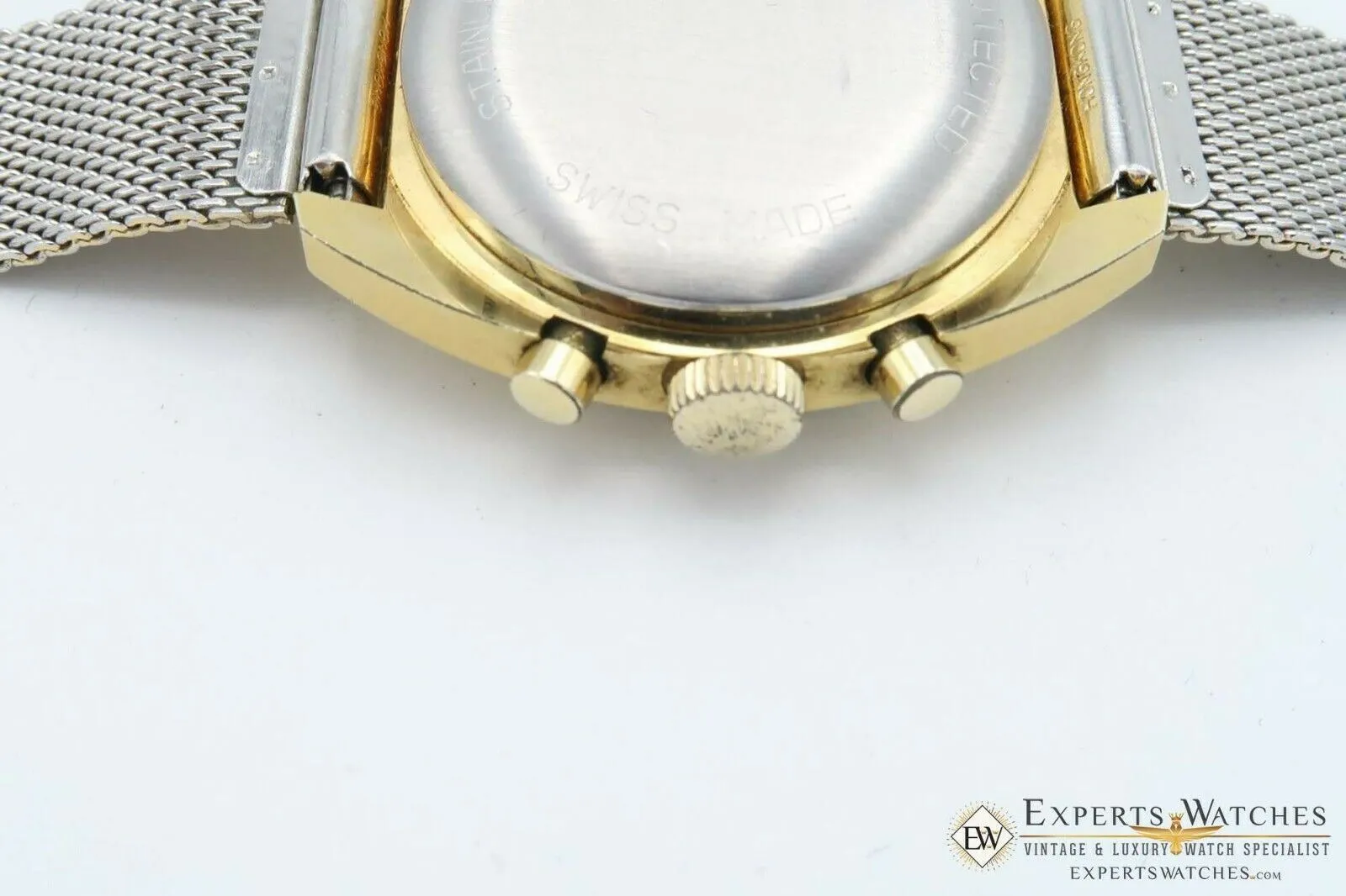 Rare Vintage Breitling 9657 Chronograph 1970's Lemania 1873 Gold Plat Panda Dial