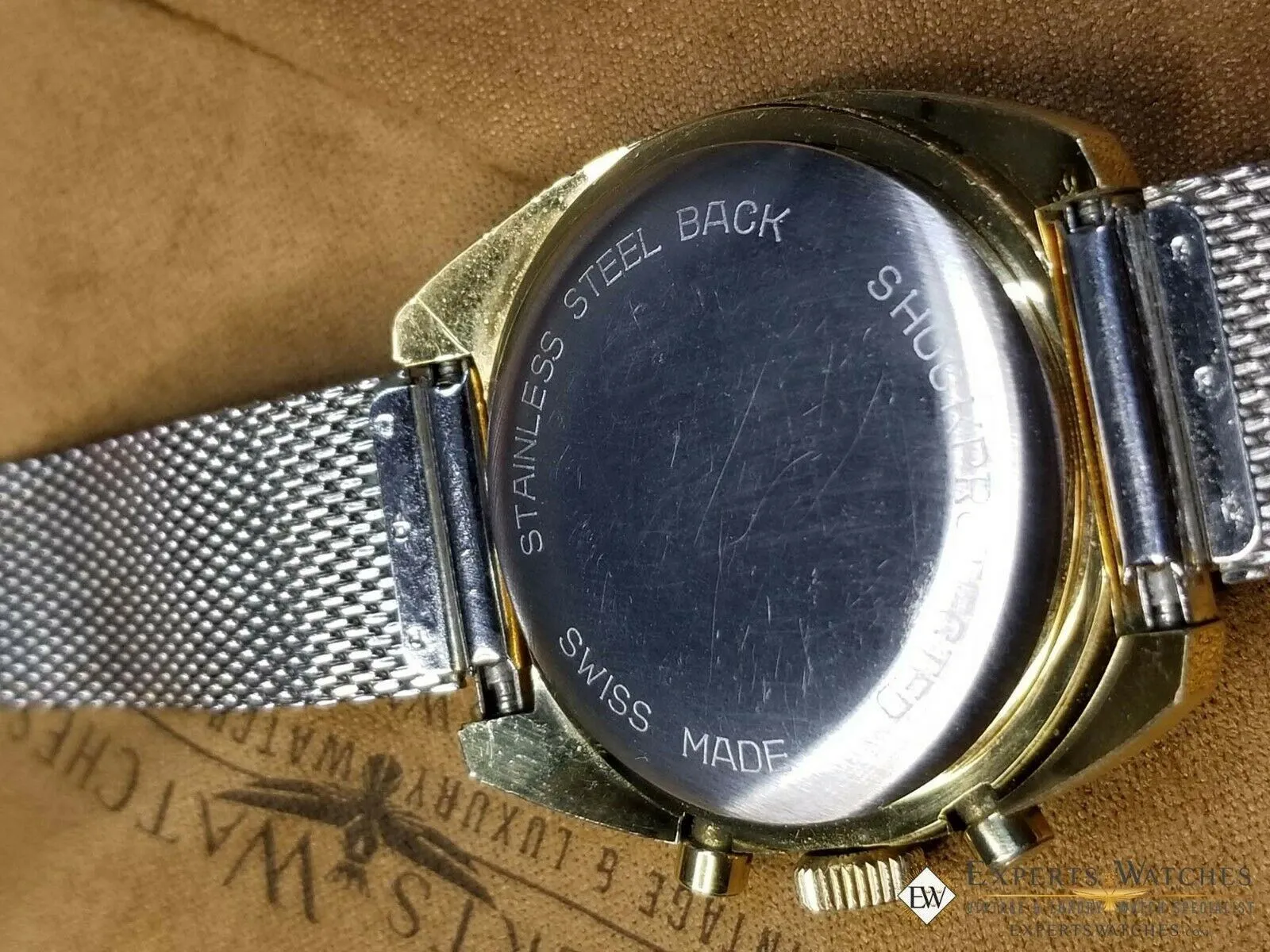 Rare Vintage Breitling 9657 Chronograph 1970's Lemania 1873 Gold Plat Panda Dial