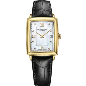 Raymond Weil Women's Toccata Gold Diamond Black Strap Mother of Pearl Dial Watch