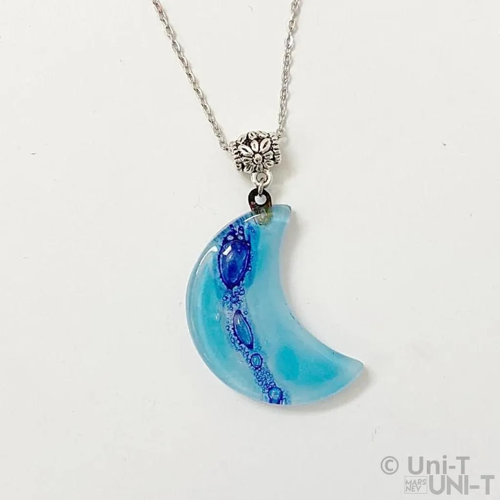 Recycled Fused Glass Necklaces - Crescent