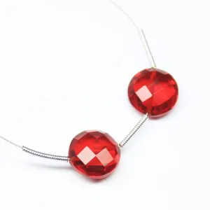 Red Quartz Faceted Round Center Drilled Loose Beads 10mm 10pc