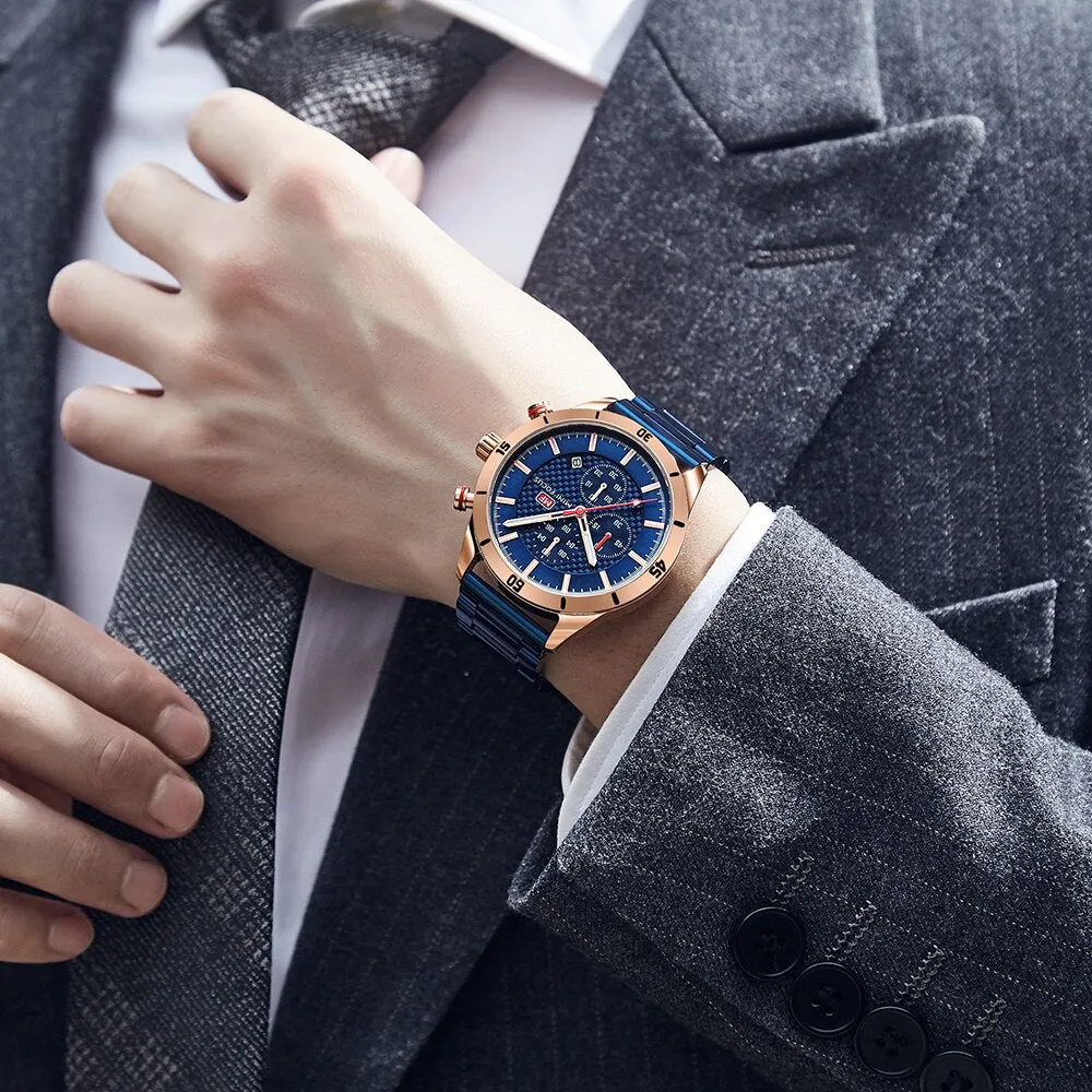 Relogio Masculino MINI FOCUS Men&#39;s Business Watch Top Brand Luxury Chronograph Waterproof Sports Stainless Steel Wristwatch