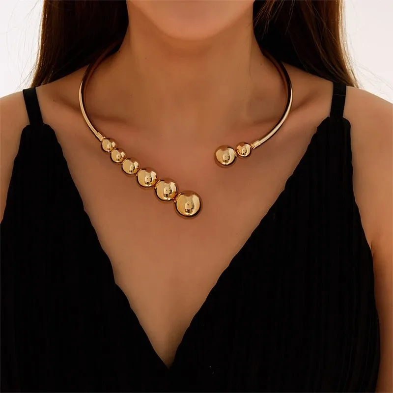 Retro Round Bead Necklace For Women Anniverssary Jewelry Gifts