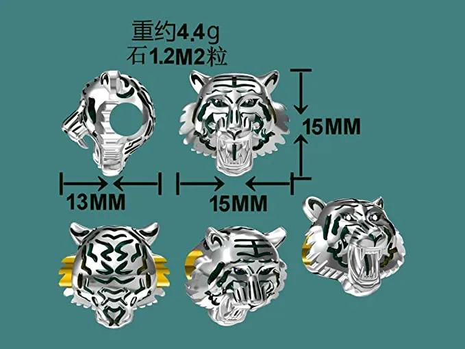 Roaring Tiger Head Bead Charm
