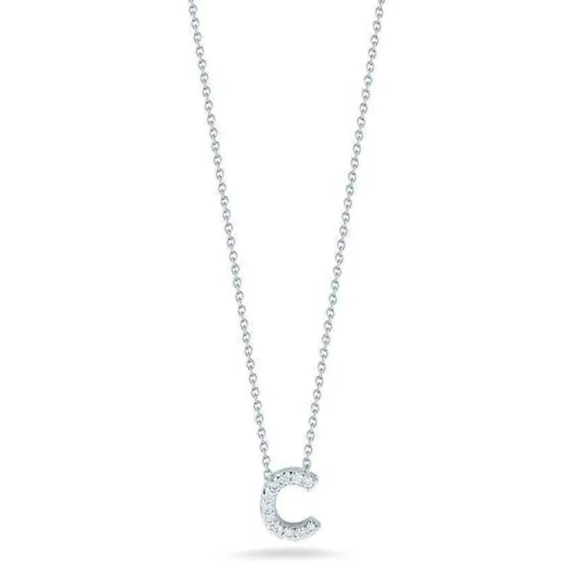 Roberto Coin "C" Love Letter Diamond Pendant Necklace