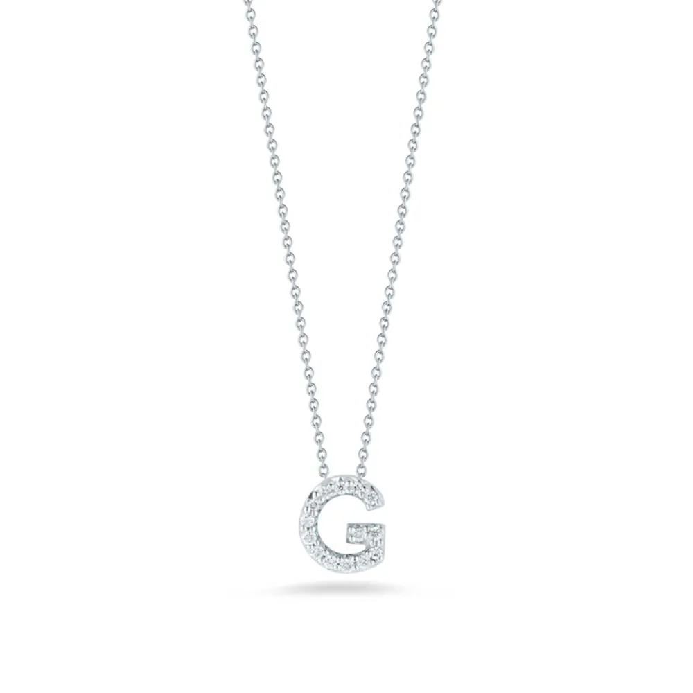 Roberto Coin "G" Love Letter Diamond Pendant Necklace