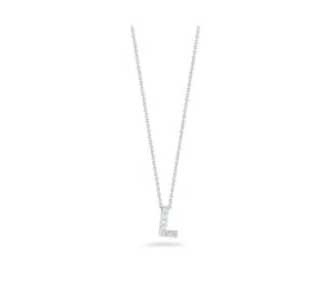 Roberto Coin Tiny Treasures 18K White Gold Diamond Love Letter 'L' Necklace