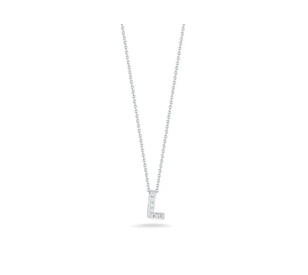 Roberto Coin Tiny Treasures 18K White Gold Diamond Love Letter 'L' Necklace