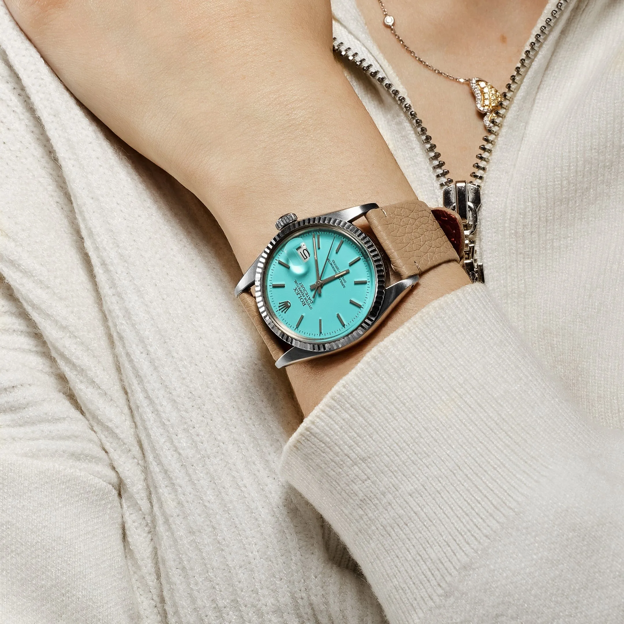 Rolex Datejust 16014 Stainless Steel Aftermarket Turquoise Dial