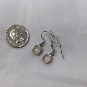 Rose Quartz  small Square dangle earrings