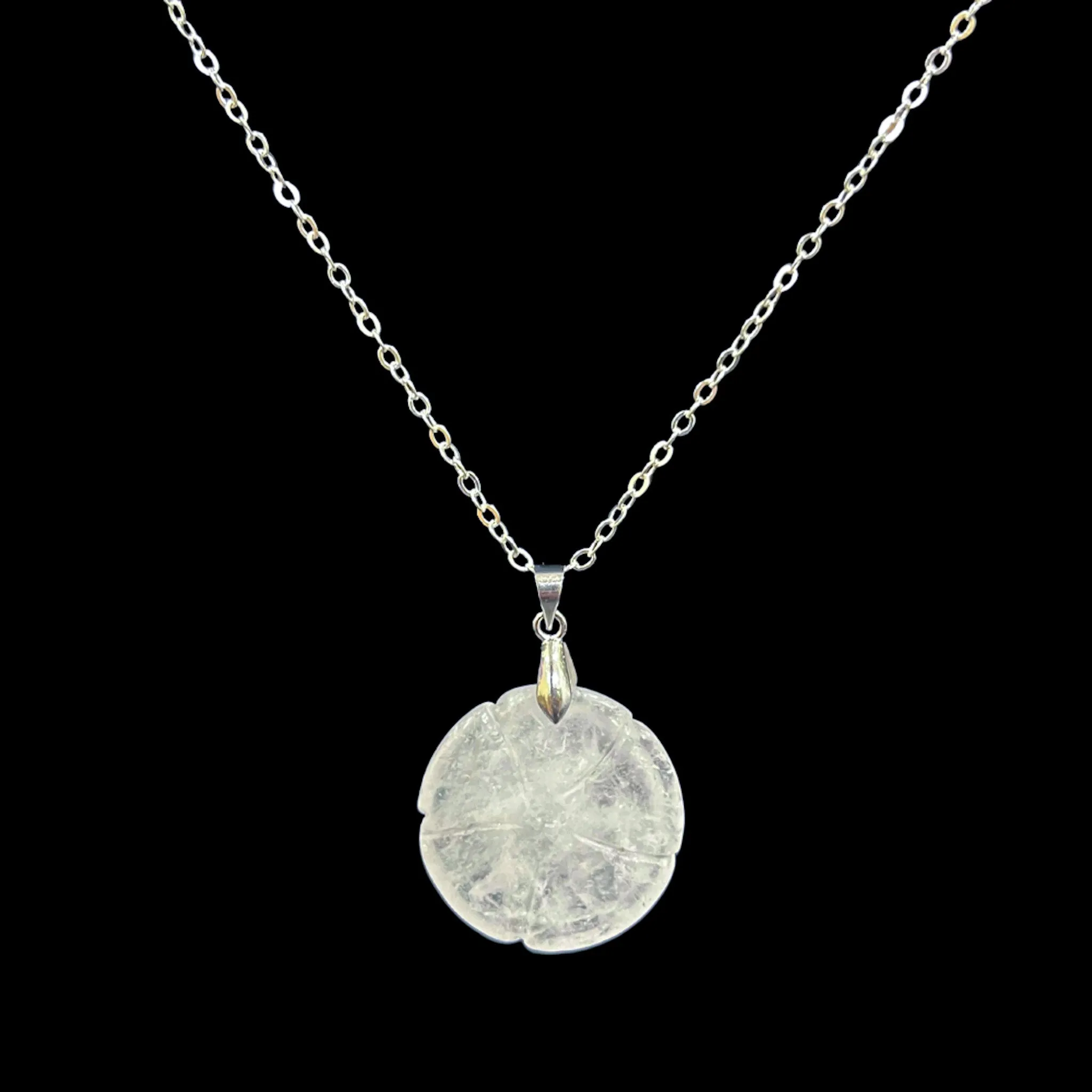 Round White Quartz Necklace