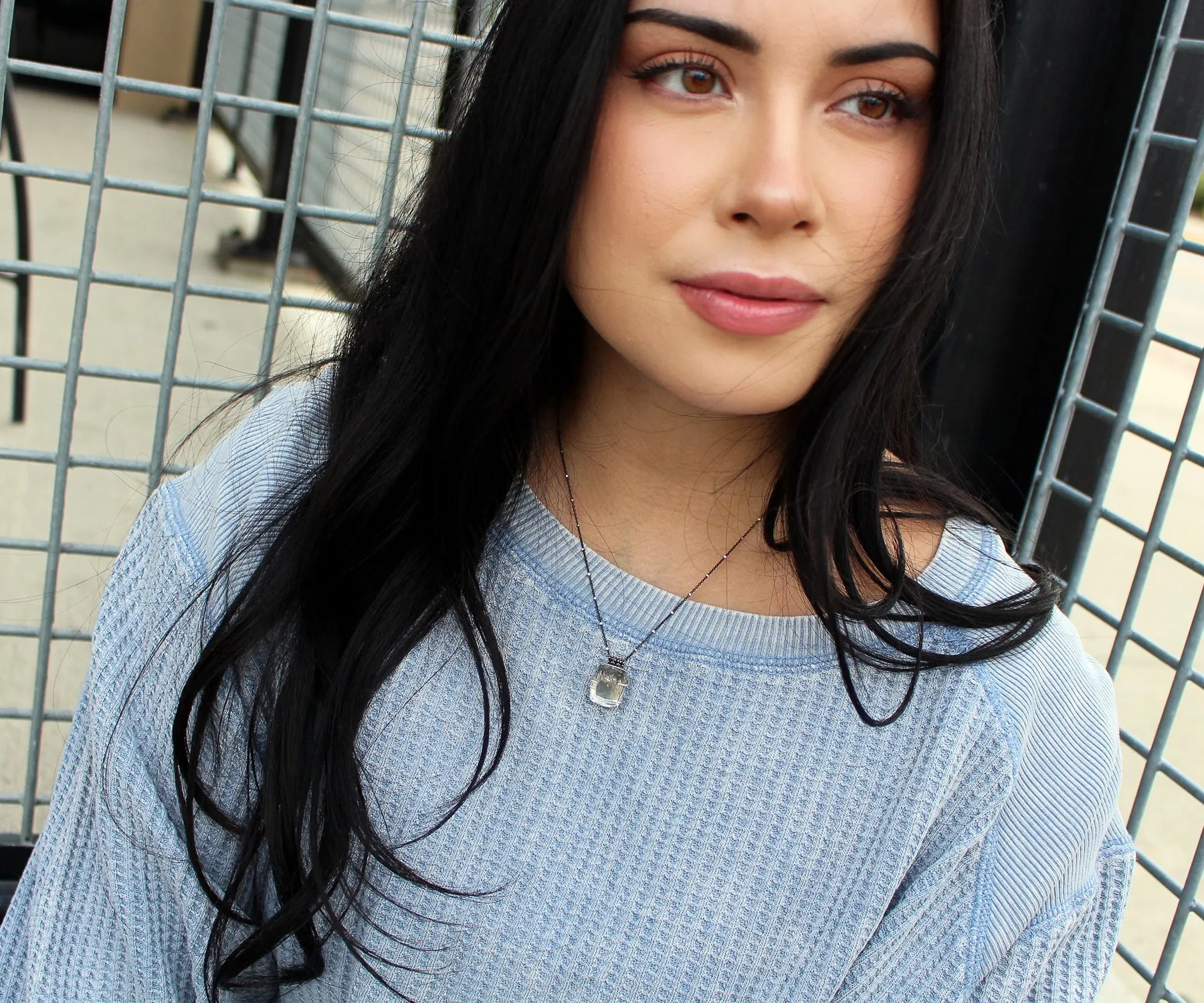Rutilated Quartz Small Square Ombre Necklace