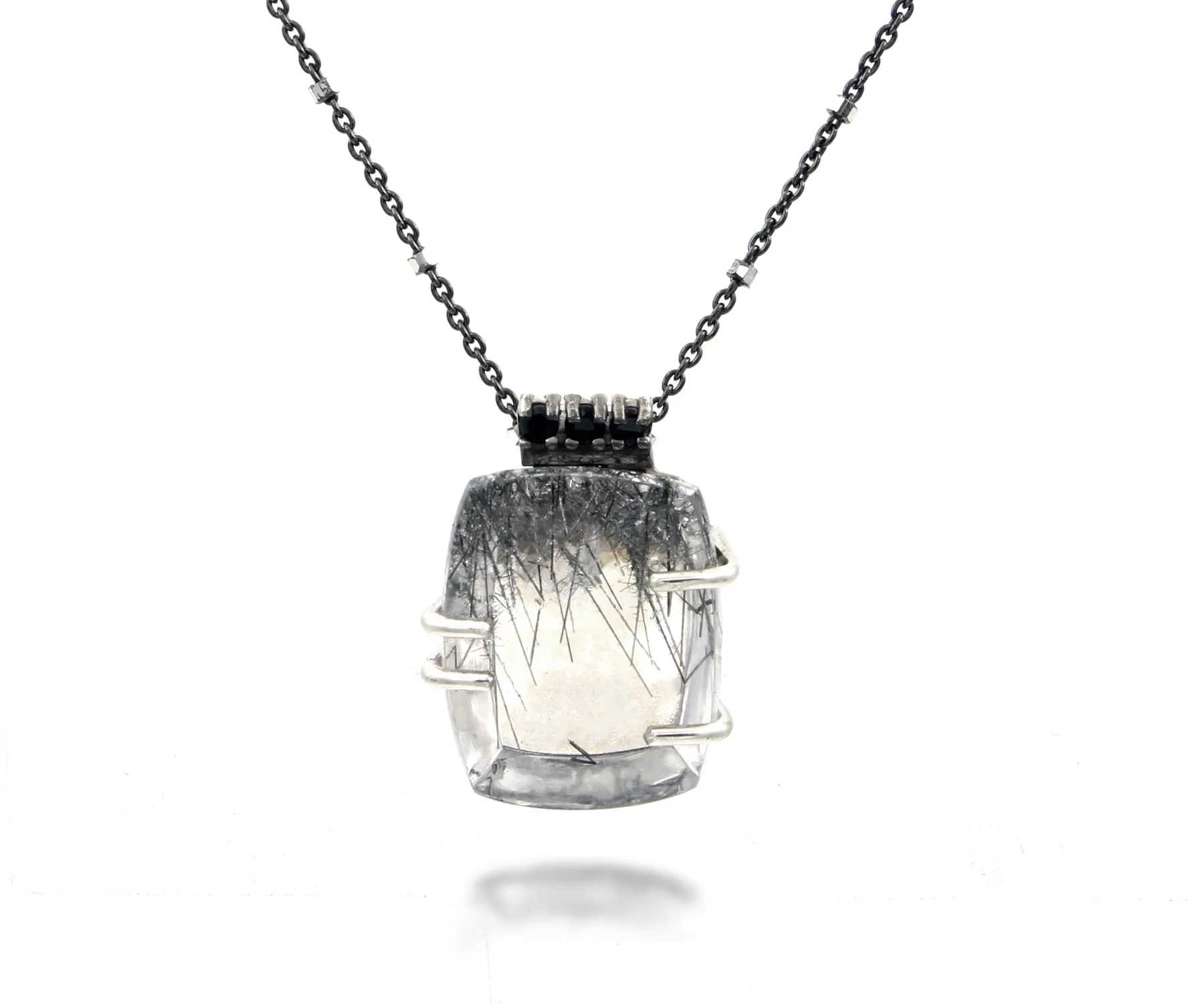 Rutilated Quartz Small Square Ombre Necklace