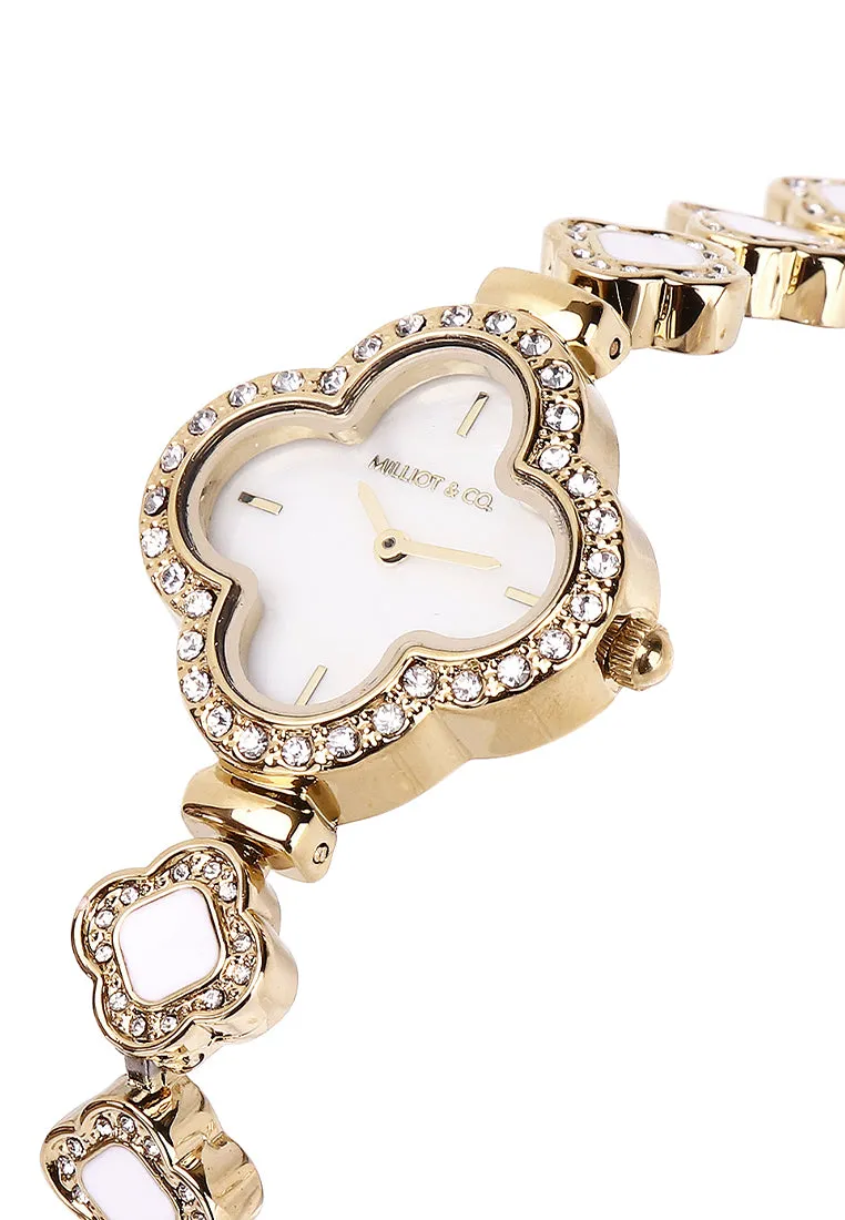 Saia Gold Metal Watch with Necklace Set (Gold)