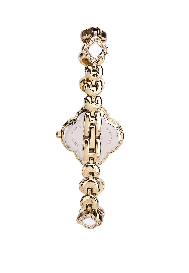 Saia Gold Metal Watch with Necklace Set (Gold)