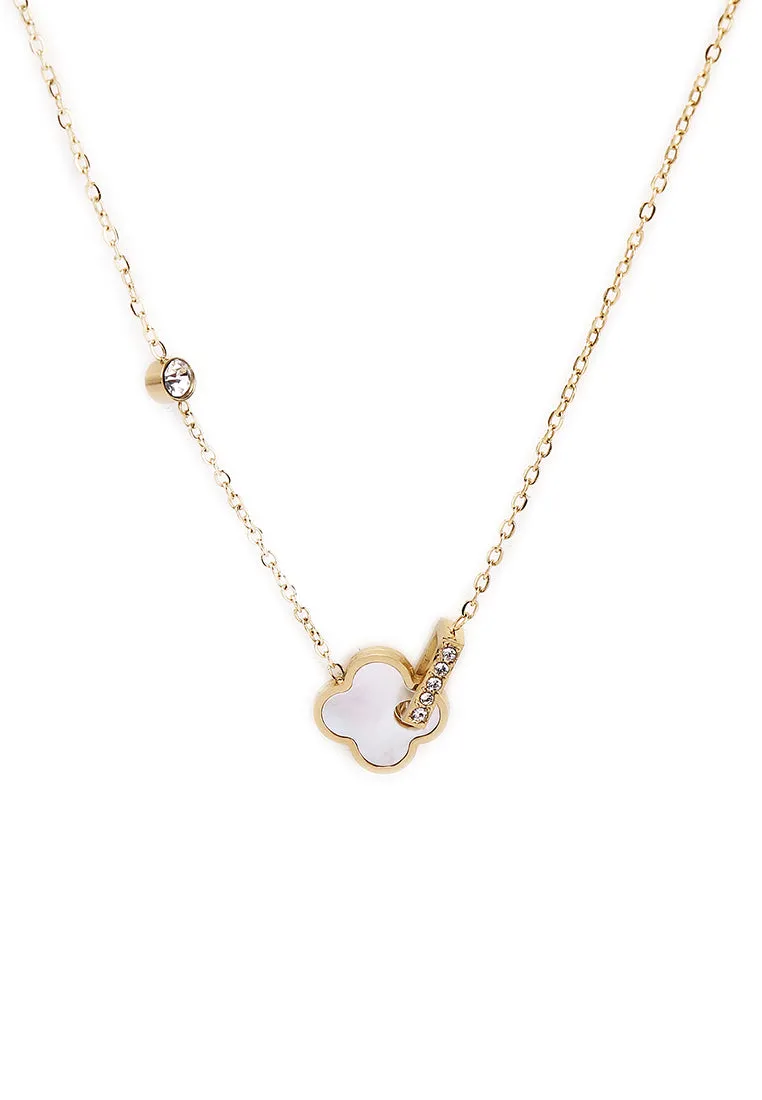 Saia Gold Metal Watch with Necklace Set (Gold)