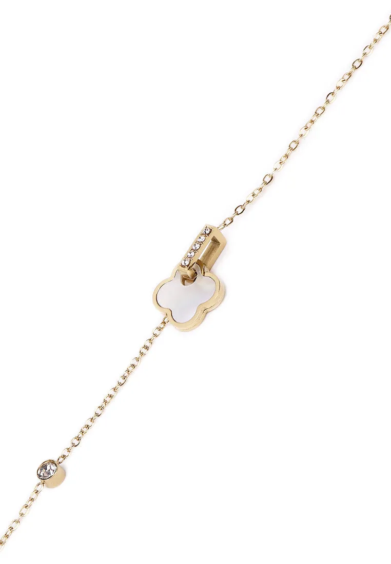 Saia Gold Metal Watch with Necklace Set (Gold)