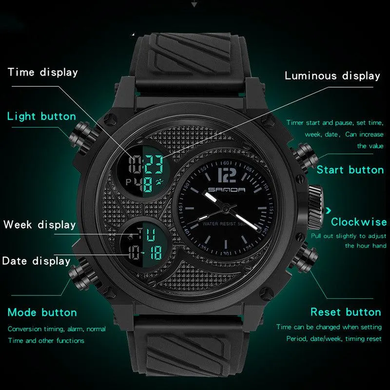 Sanda Analog Digital Sports Watch For Men K3002