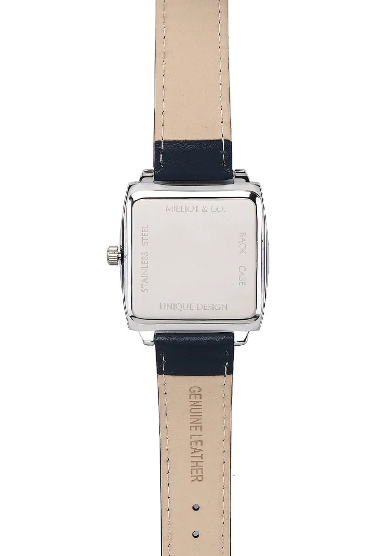 Sean Silver  Leather  Watch (Midnight Blue)