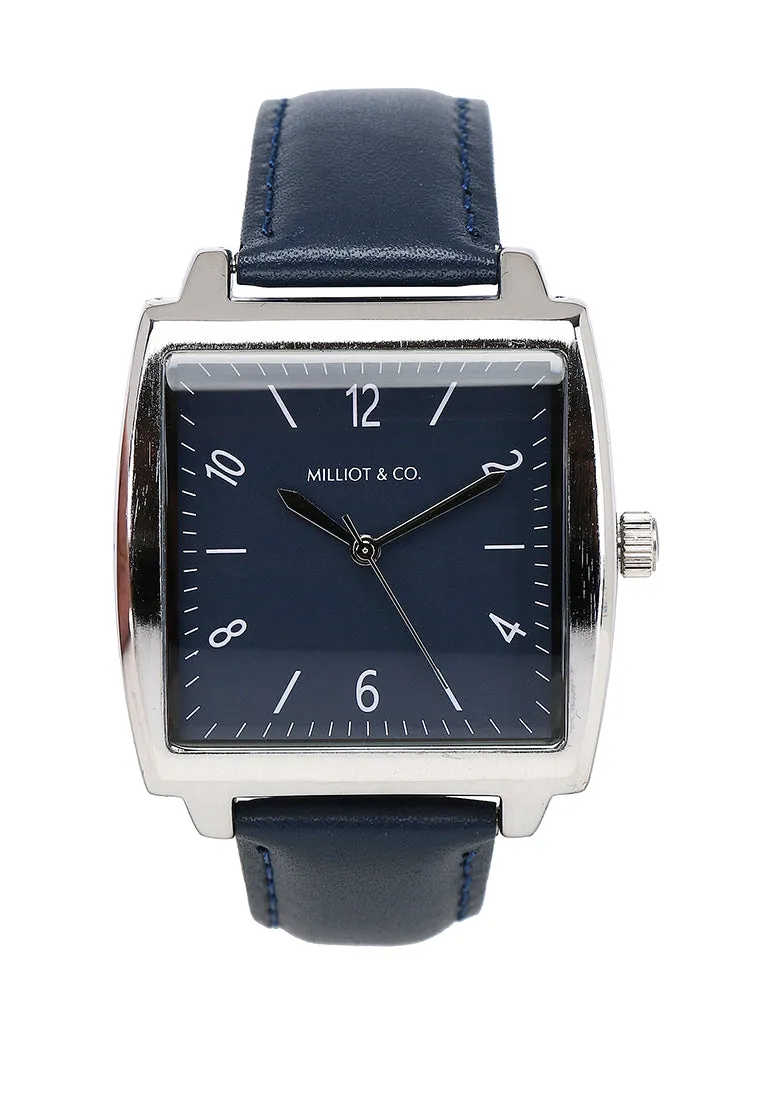 Sean Silver  Leather  Watch (Midnight Blue)