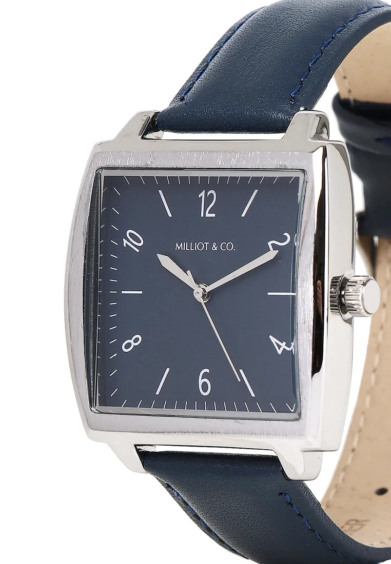 Sean Silver  Leather  Watch (Midnight Blue)