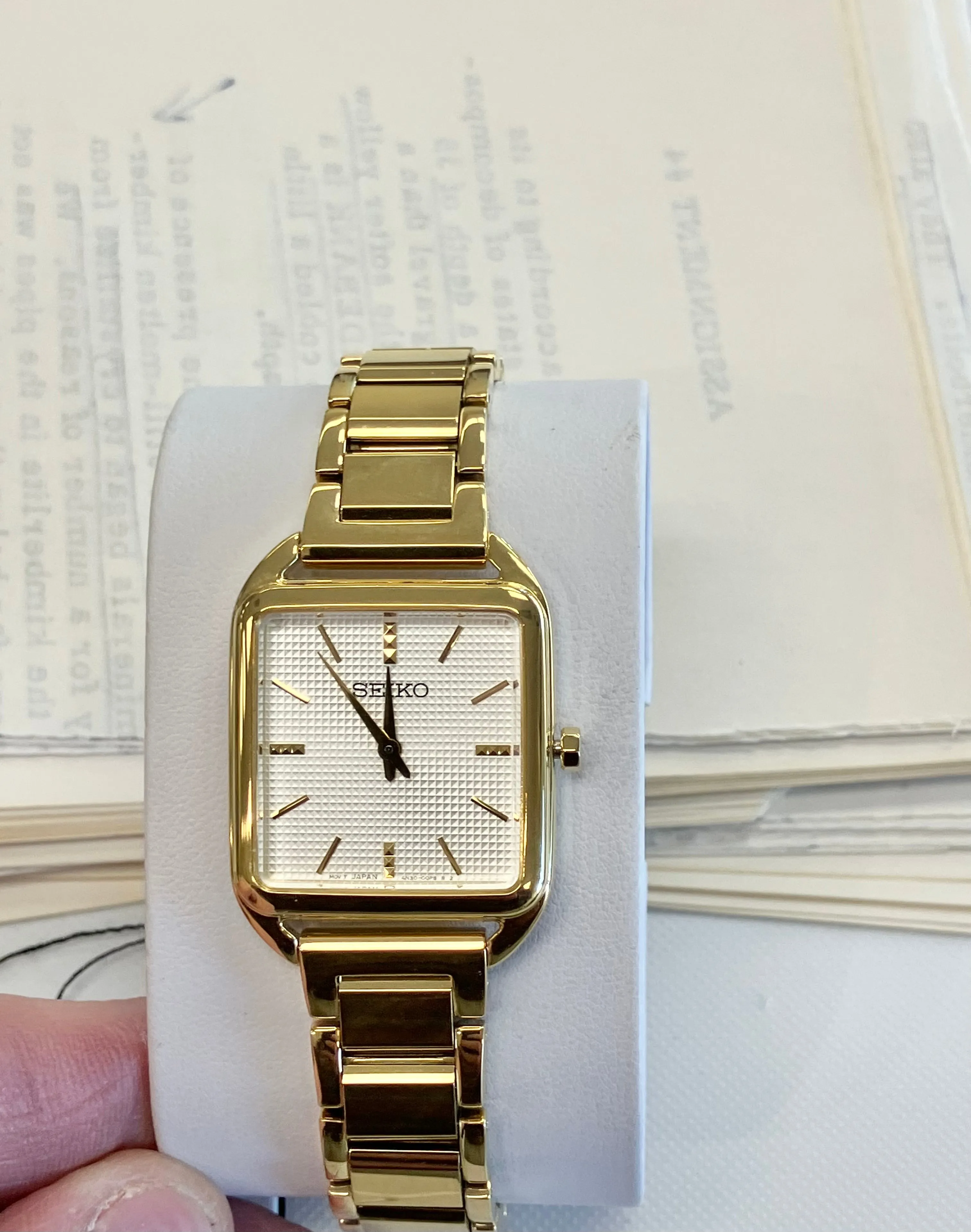 Seiko Gold Tone Watch Square Case Design