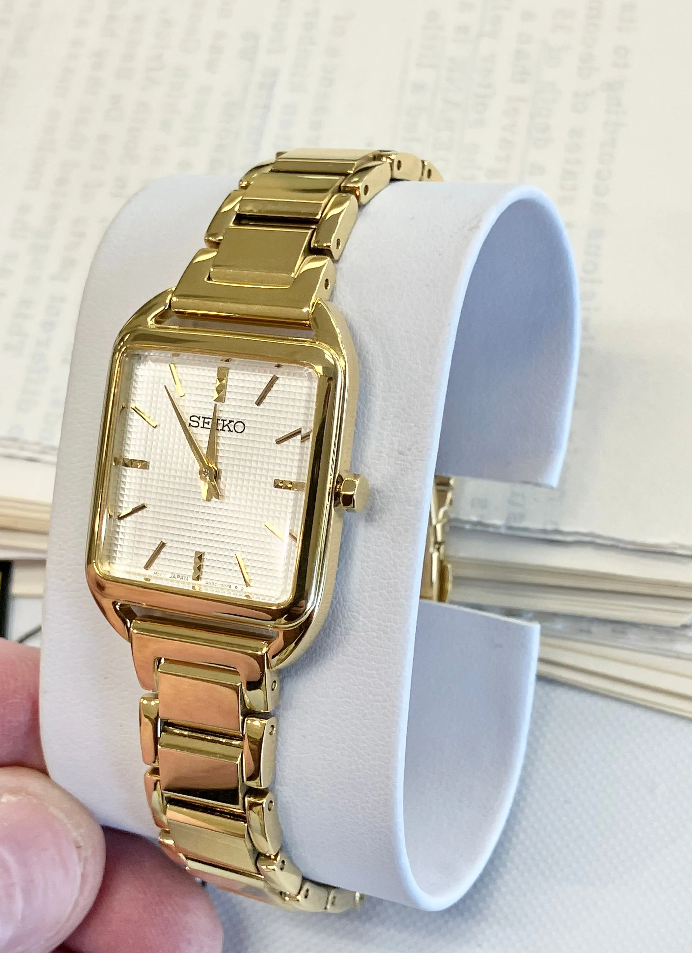 Seiko Gold Tone Watch Square Case Design