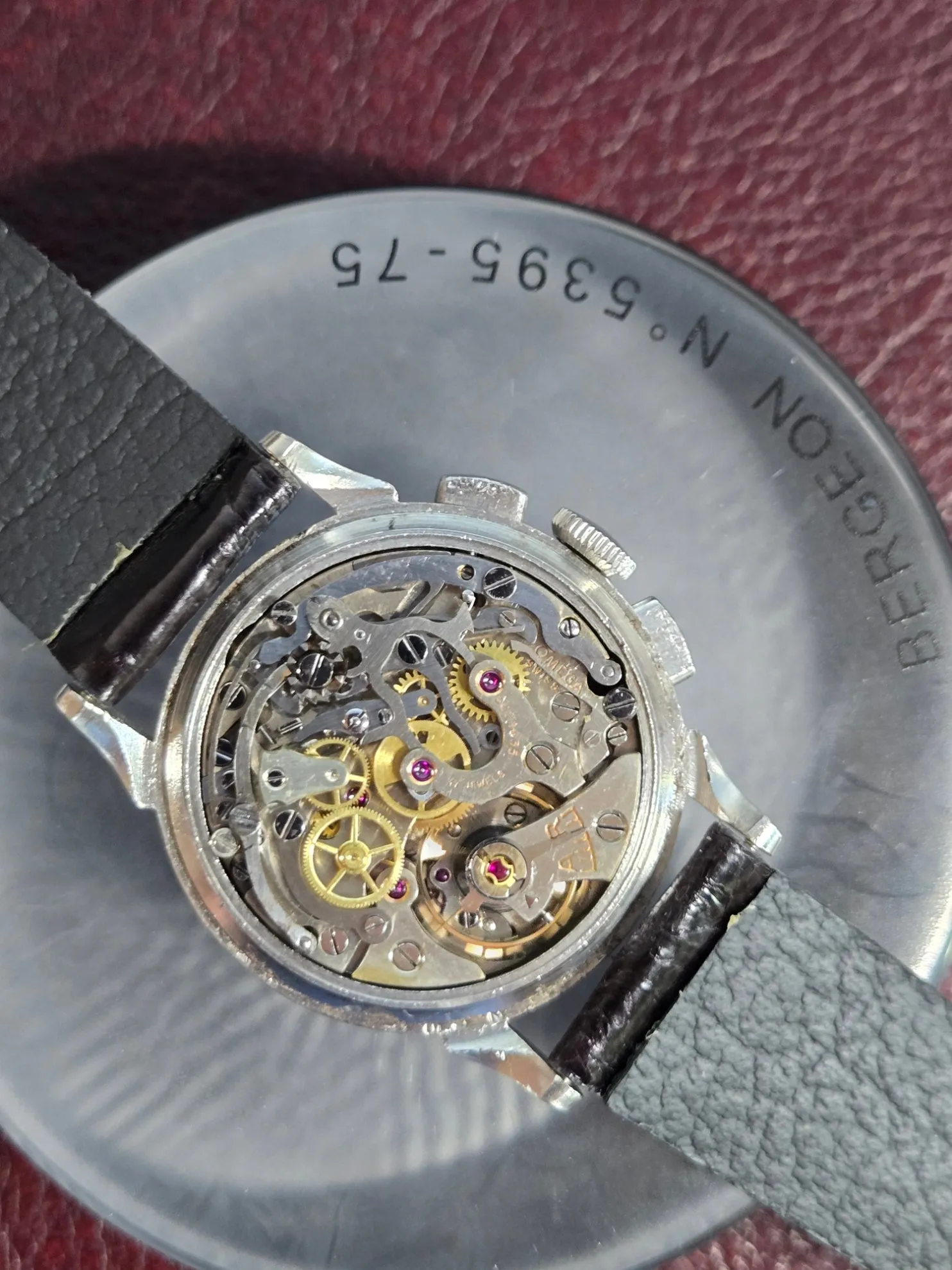 Serviced 1940's Omega 2277 Chronograph Watch Cal 27 Cal 321 Fancy Lug