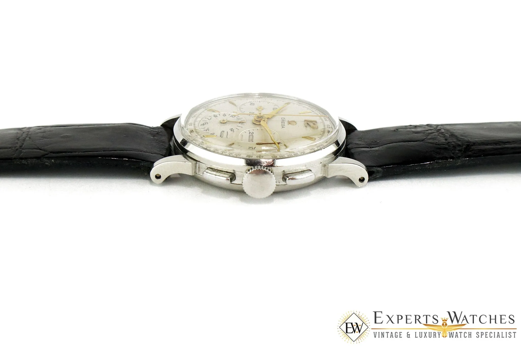 Serviced 1940's Omega 2277 Chronograph Watch Cal 27 Cal 321 Fancy Lug