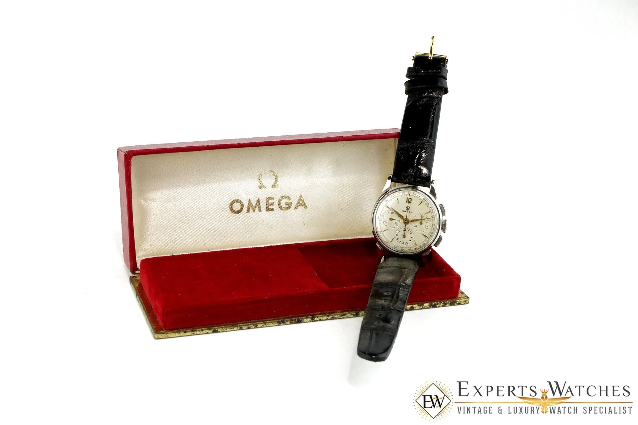 Serviced 1940's Omega 2277 Chronograph Watch Cal 27 Cal 321 Fancy Lug