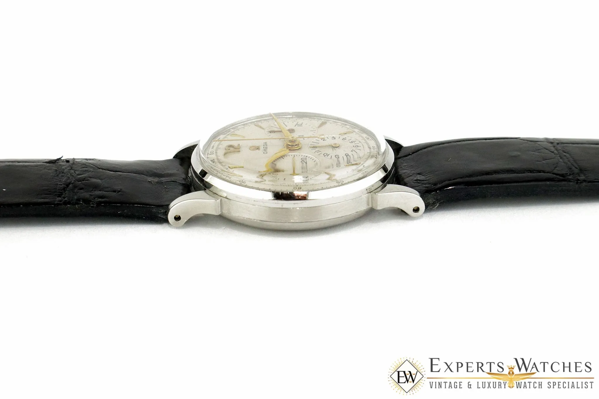 Serviced 1940's Omega 2277 Chronograph Watch Cal 27 Cal 321 Fancy Lug