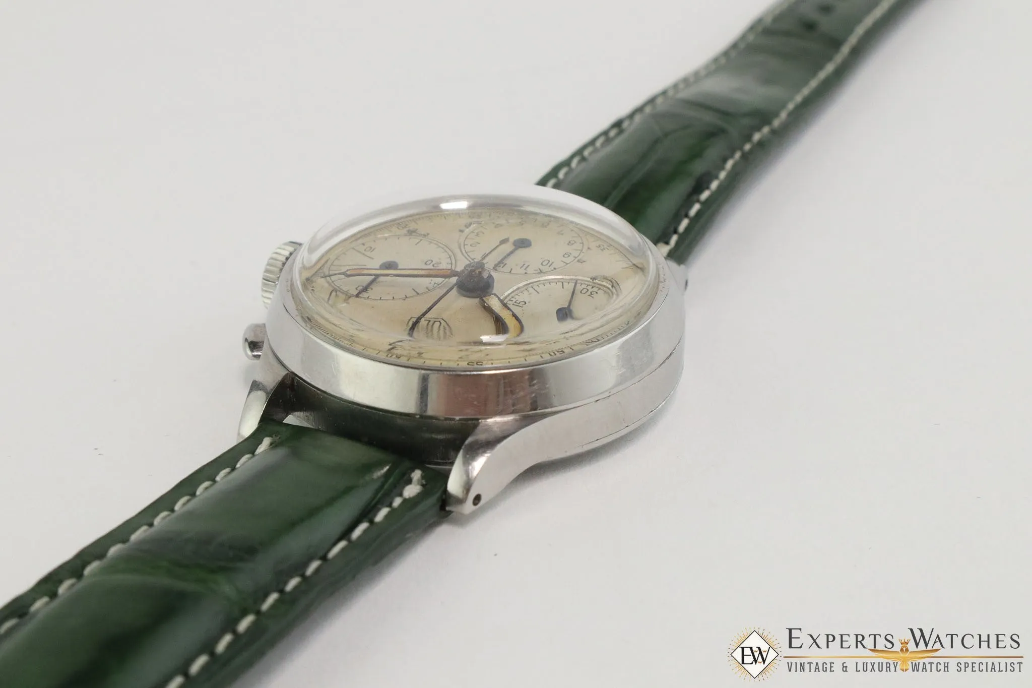 Serviced 1940's Vintage Heuer 345 Big Eye Chronograph Valjoux 71 Pre-Carrera